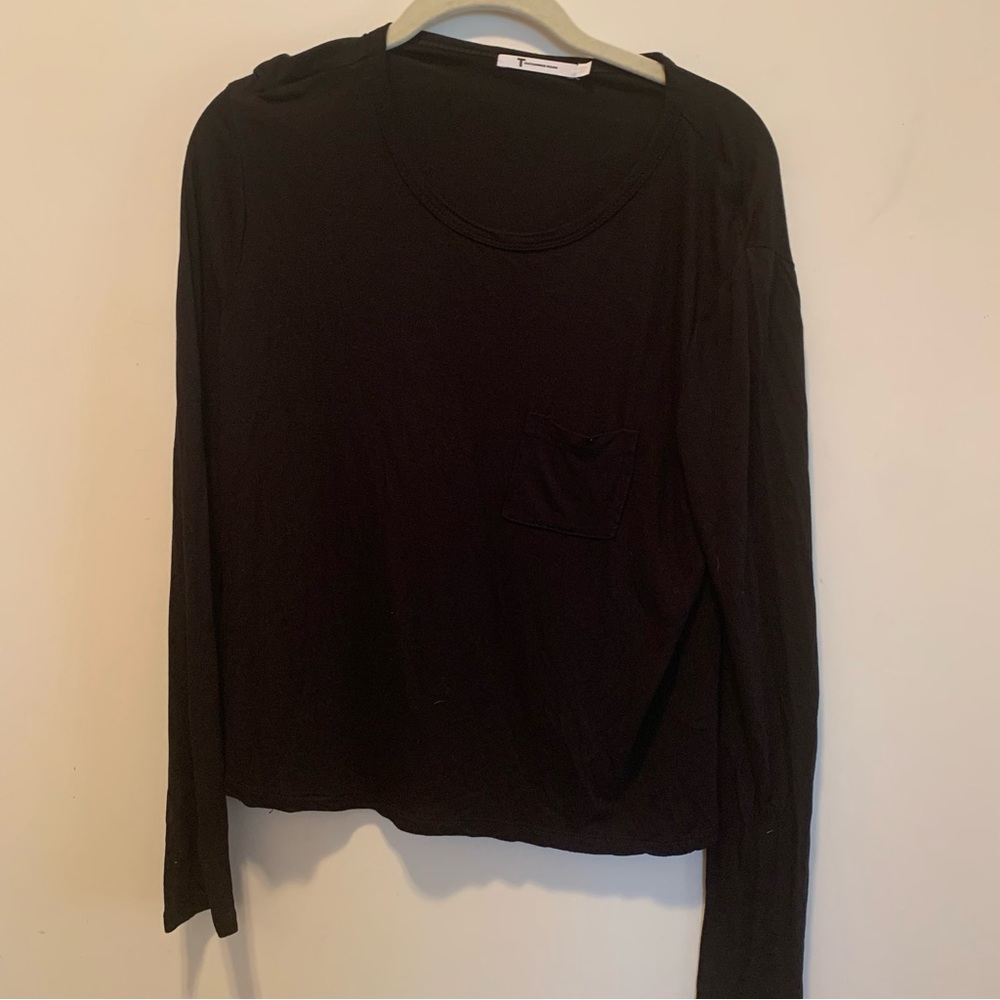 T Alexander Wang black Long Sleeve pocket tee Top Size‎ Small